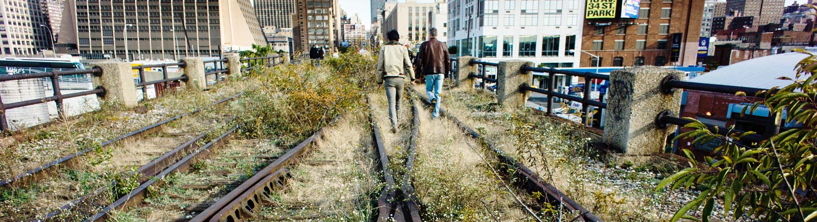 Walking the unfinished third section of the High Line Park, New York